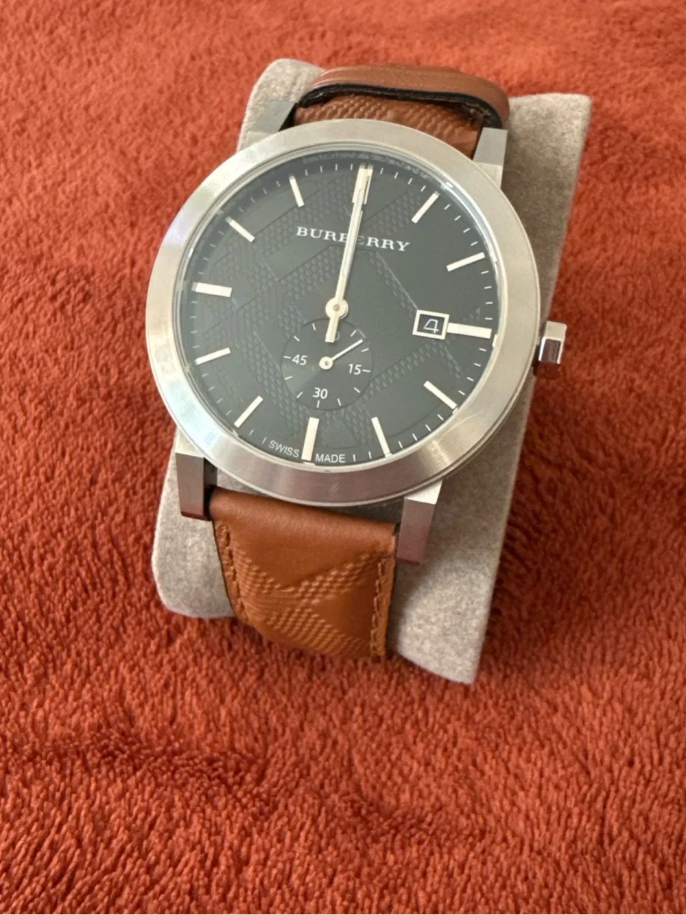 Burberry The City BU9905 Swiss Made Black Dial Brown Leather Watch